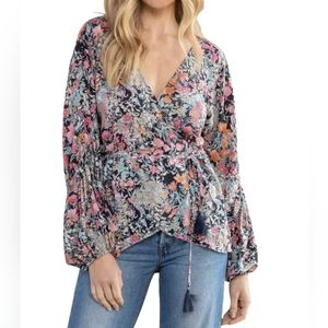 Lovestitch Floral Tie Waist Top. XS